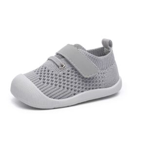 woorooroo baby boys&girls shoes baby walking shoes first walking shoes infant sneakers crib shoes for baby non-slip breathable shoes 6 9 18 months(21006-gray-17)