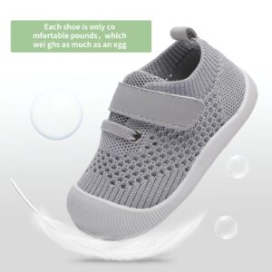 woorooroo Baby Boys&Girls Shoes Baby Walking Shoes First Walking Shoes Infant Sneakers Crib Shoes for Baby Non-Slip Breathable Shoes 6 9 18 Months(21006-gray-17)