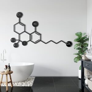 DEKADRON Metal Wall Decor, THC Molecule, Home Living Room Decor, Wall Sign, Metal Wall Art, Interior Decoration, Indoor Outdoor Hangings (60x36cm)