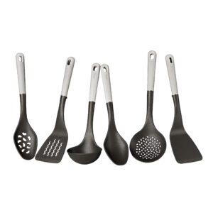 meyer everyday nylon tools / cooking utensils set, 6 piece, black with gray handles