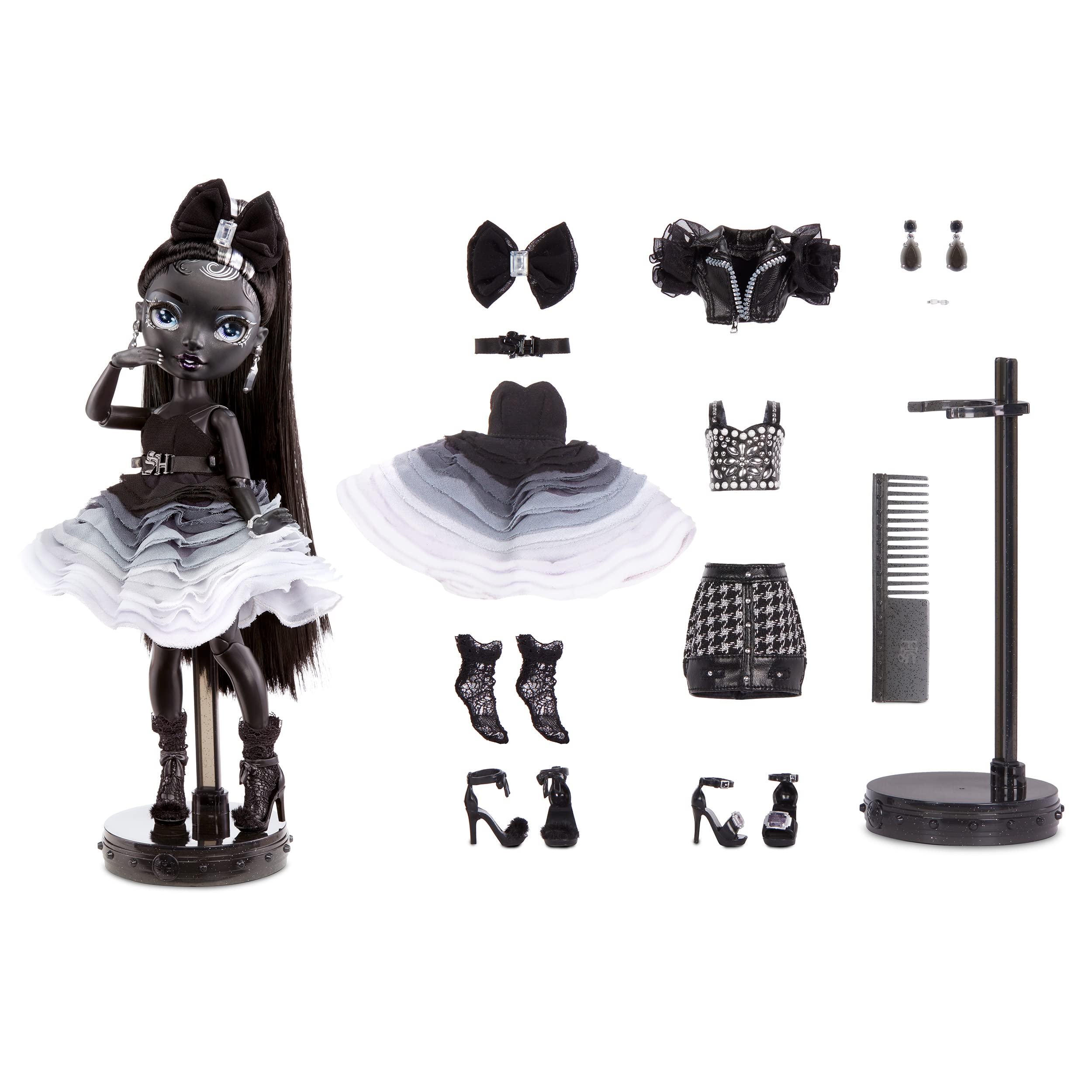 Rainbow High Shadow Series 1 Shanelle Onyx- Grayscale Fashion Doll. 2 Black Designer Outfits to Mix & Match with Accessories, Great Gift for Kids 6-12 Years Old and Collectors, Multicolor, 583554EUC