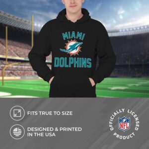 Team Fan Apparel NFL Adult Gameday Hooded Sweatshirt - Poly Fleece Cotton Blend - Stay Warm and Represent Your Team in Style (Miami Dolphins - Black, Adult Medium)