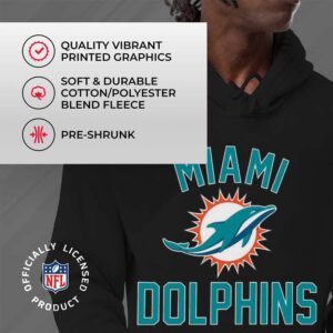 Team Fan Apparel NFL Adult Gameday Hooded Sweatshirt - Poly Fleece Cotton Blend - Stay Warm and Represent Your Team in Style (Miami Dolphins - Black, Adult Medium)