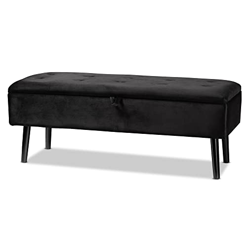 Baxton Studio Caine Benches & Banquettes, Black/Dark Brown