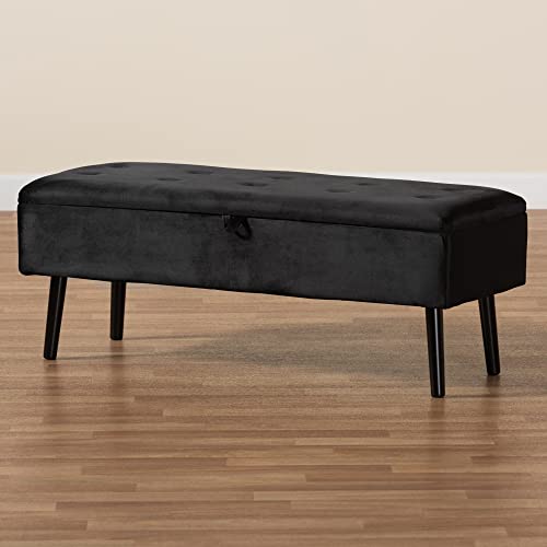 Baxton Studio Caine Benches & Banquettes, Black/Dark Brown