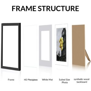 BSRHOME 12x16 Picture Frames Set of 2 with Plexiglass, Display Pictures 11x14 with Mat or 12x16 Without Mat for Tabletop Display and Wall Mounting，Black