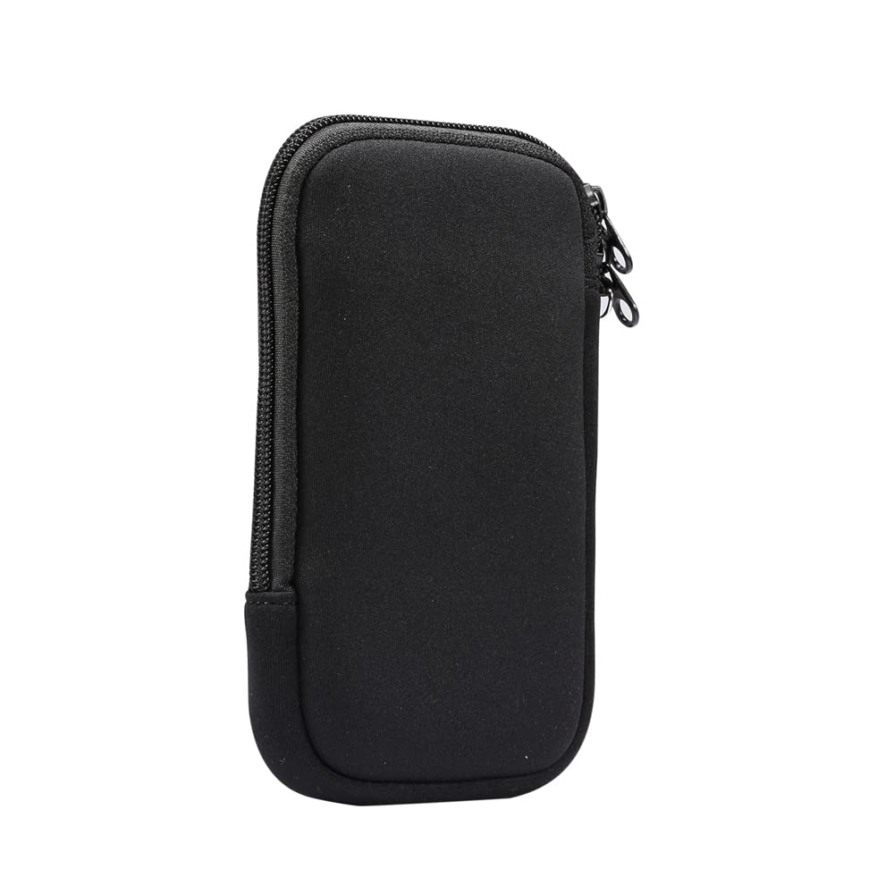 Bobrand Neoprene Cell Phone Pouch Soft Elastic Shockproof Bag with Lanyard for iPhone 13 Mini 12 SE 2020 Samsung Galaxy S10e A40 Google Pixel 5 4a 3 Alcatel 1 1B (Black) (CELLEA122-5.4'')