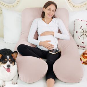 Meiz Cooling Pregnancy Pillows for Sleeping, Maternity Body Pillow for Pregnant Woman, U Shaped, with Cooling Jersey Cover