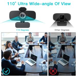 Argmao 1080P HD Webcam with Microphone for Desktop, USB Computer Camera with Web Cam Cover&Web Camera Stand, 110-degree Wide Angle Streaming Webcam for PC Zoom/Video Calling/Gaming/Laptop/Conferencing