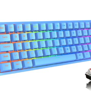 FELICON 60% Portable Mechanical Gaming Keyboard, 62 Keys Ultra-Compact Mini Keyboard, Red Switch, RGB Customization Backlit, Wired Type-C USB for for PC/Win/PS4/Xbox (Blue)