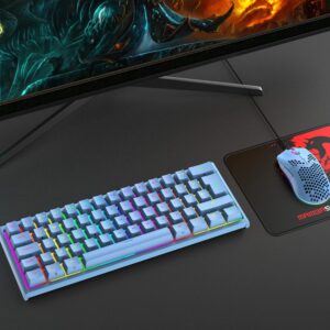 FELICON 60% Portable Mechanical Gaming Keyboard, 62 Keys Ultra-Compact Mini Keyboard, Red Switch, RGB Customization Backlit, Wired Type-C USB for for PC/Win/PS4/Xbox (Blue)