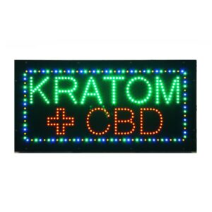 led kratom cbd sign for business, super bright led open sign for smoke shop, electric advertising display sign for tobacco shop vaporizer store window home decor.