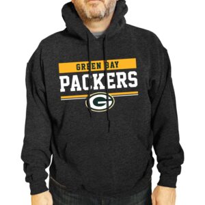 team fan apparel nfl adult gameday charcoal hooded sweatshirt - cotton & polyester - stay warm & represent your team in style (green bay packers - charcoal, adult xx-large)