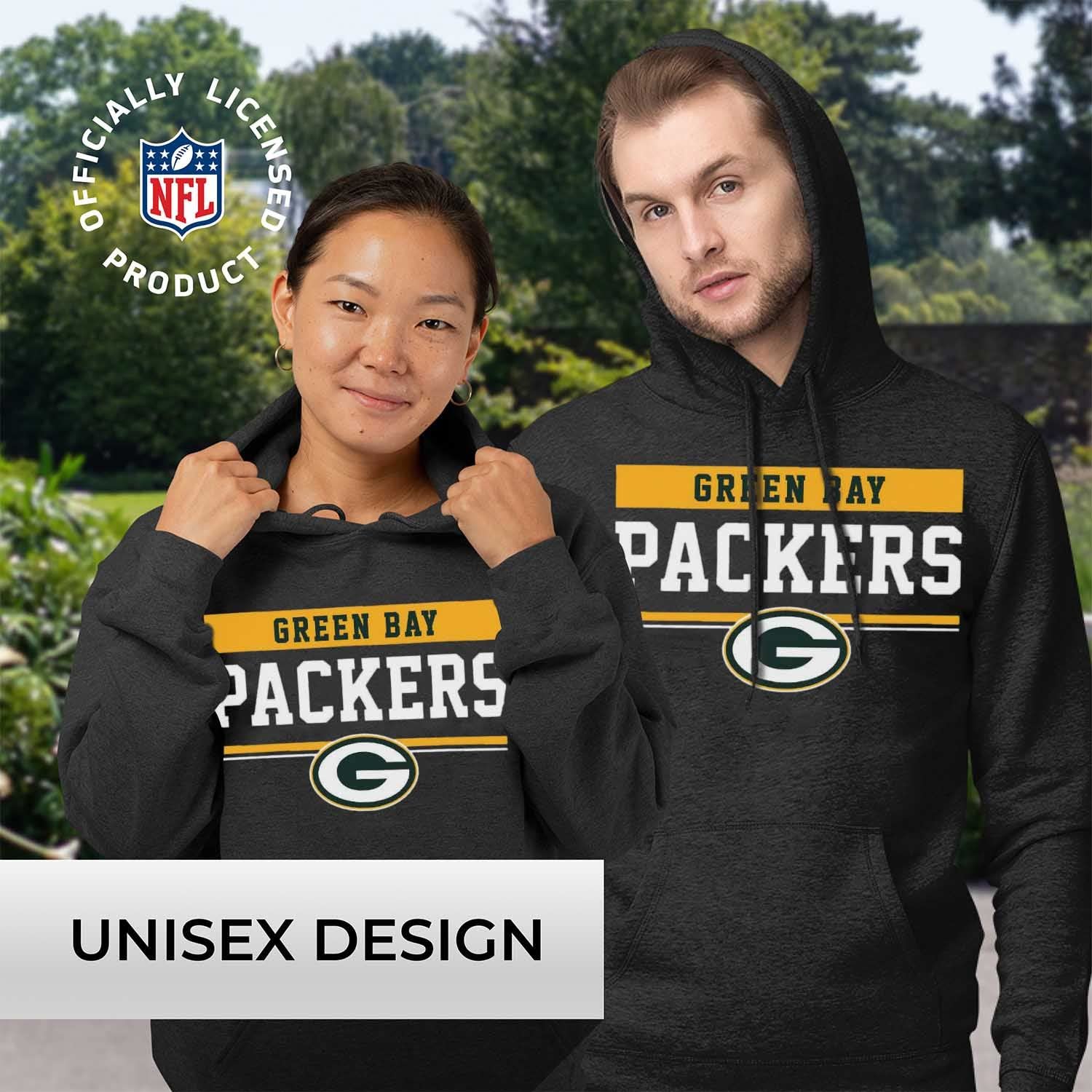 Team Fan Apparel NFL Adult Gameday Charcoal Hooded Sweatshirt - Cotton & Polyester - Stay Warm & Represent Your Team in Style (Green Bay Packers - Charcoal, Adult XX-Large)