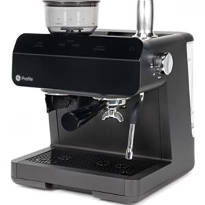 GE Profile Semi Automatic Espresso Machine + Steam Frother | Italian-Made 15 Bar Pump for Balanced Extraction | 15 Adjustable Grind Size Levels | WiFi Connected for Drink Customization | Black