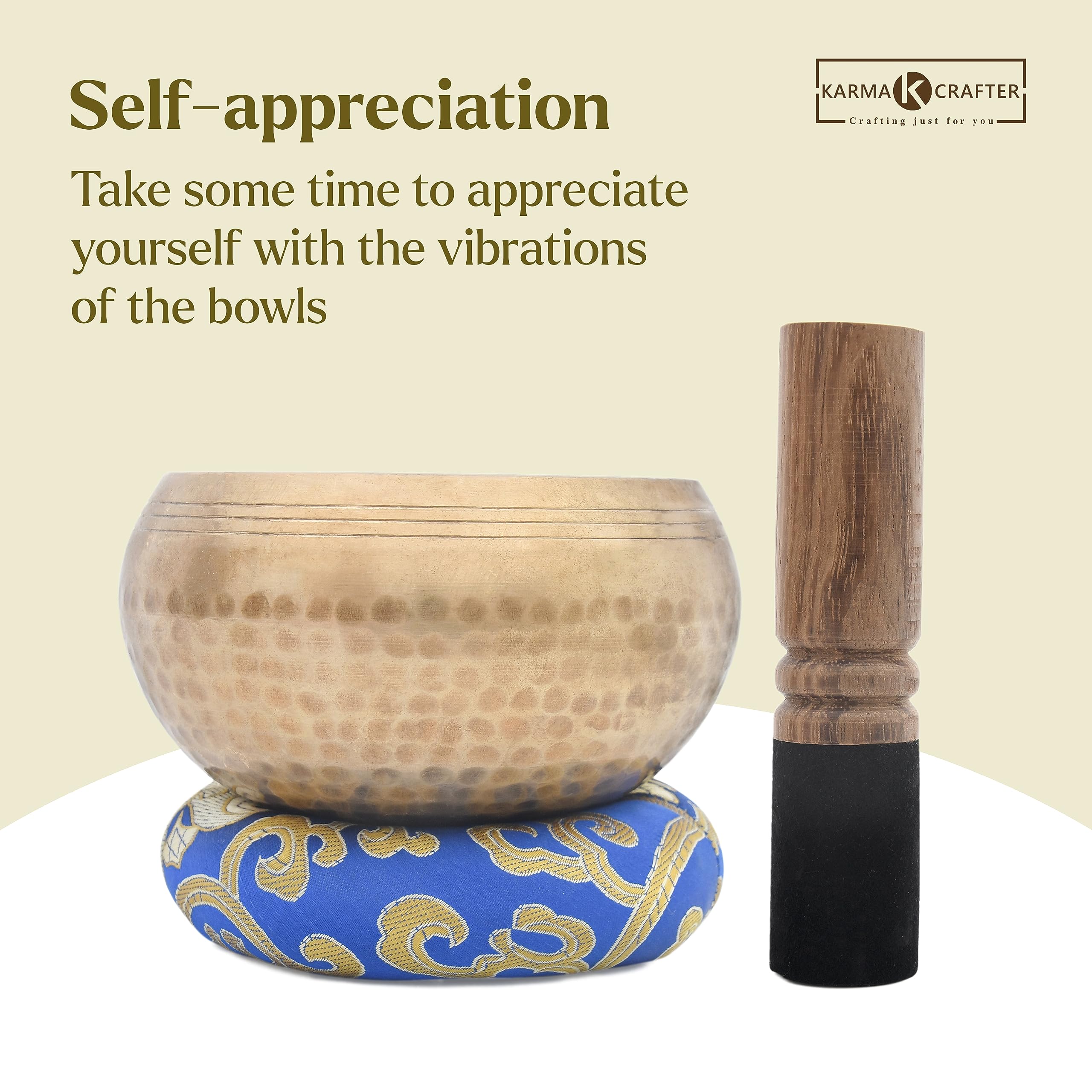 Tibetan Singing Bowl Set - 4.5” inches Sound Bowl Meditation Set - Meditation Bowl with Random Cushion and Mallet - Cuencos Tibetanos for Sound Bath and Healing