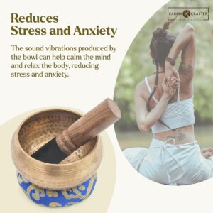 Tibetan Singing Bowl Set - 4.5” inches Sound Bowl Meditation Set - Meditation Bowl with Random Cushion and Mallet - Cuencos Tibetanos for Sound Bath and Healing