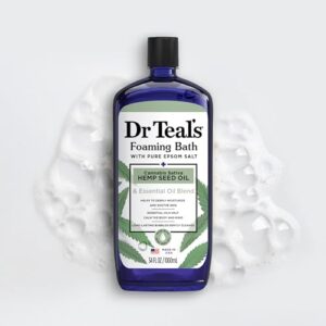 Dr Teal's Foaming Bath with Pure Epsom Salt, Cannabis Sativa Hemp Seed Oil, 34 fl oz (Pack of 4) (Packaging May Vary)