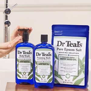 Dr Teal's Foaming Bath with Pure Epsom Salt, Cannabis Sativa Hemp Seed Oil, 34 fl oz (Pack of 4) (Packaging May Vary)