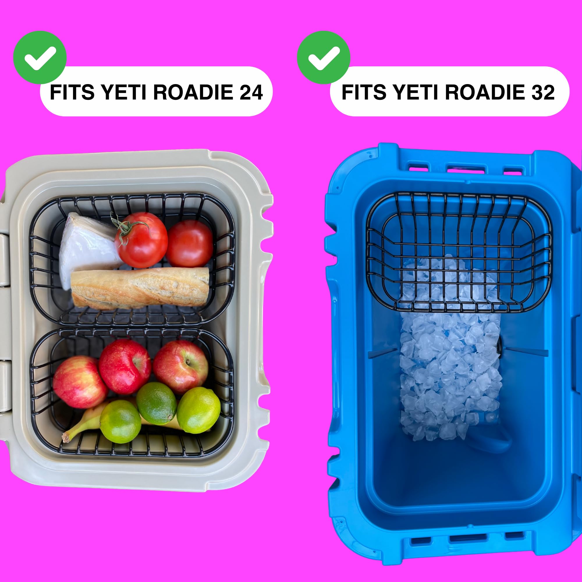 Above Sea Level Cooler Basket for YETI Roadie 24 - Tight Grid, Rock Solid Steel, Compatible with Yeti Ice and Accessories