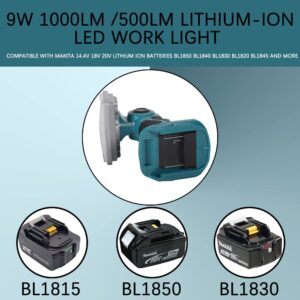 1000LM LED Work Light for Makita 18V LXT lithium battery, 9w Floodlight for Camping, Car Repairing, Emergency and Job Site Lighting, Rechargeable Led Flashlight Tools for Men