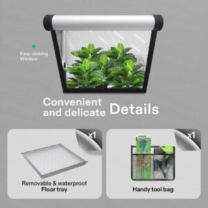 VIVOSUN G848 96"x48"x80" Grow Tent, 8x4 FT Advanced Gray Mylar Hydroponic Tent with 22mm Poles, Observation Window and Floor Tray for Plants for VS4000/VSF4300