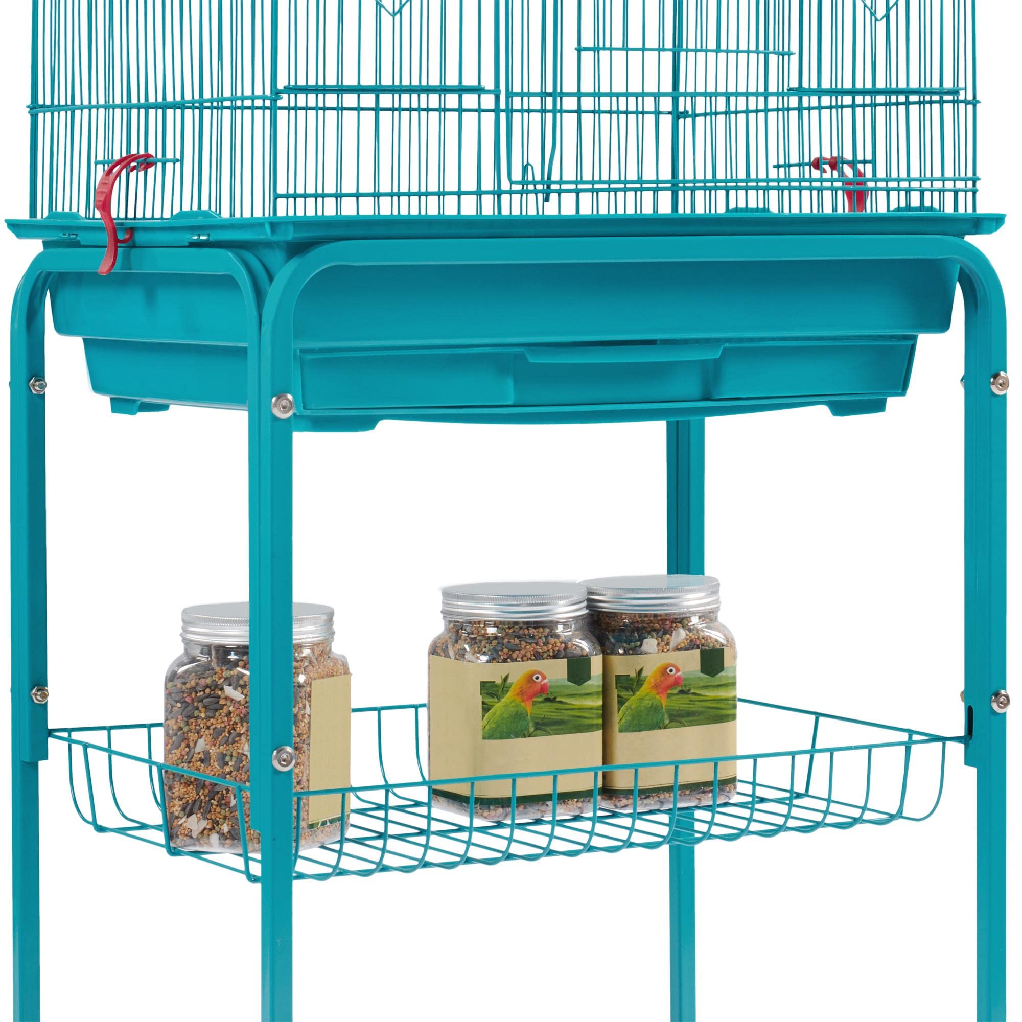 Topeakmart Open Play Top Bird Cage Large Parakeet Parrot Cage w/Detachable Stand for Budgies Finches Canaries Lovebirds, 64inch