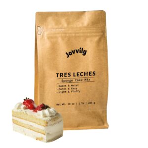 Jovvily Tres Leches Sponge Cake Mix - 1 lb - Sweet - Moist - Easy to Make