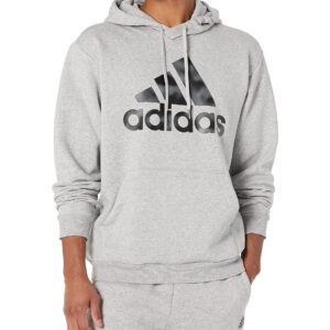 adidas Men's Essentials Camouflage Printed French Terry Hoodie, Medium Grey Heather, Large