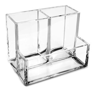 pen holder, clear acrylic pen holder for desk, makeup brush storage organizer, modern desk organizer for school, home and office.