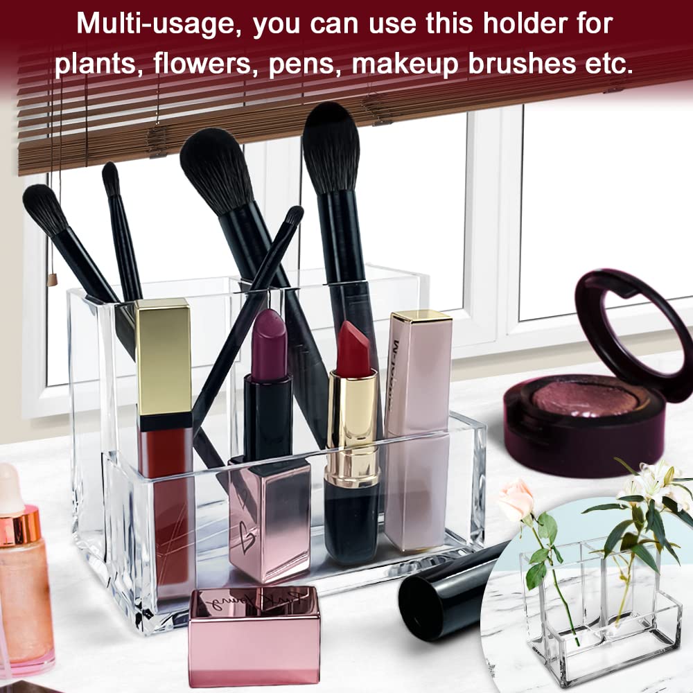 Pen Holder, Clear Acrylic Pen Holder for Desk, Makeup Brush Storage Organizer, Modern Desk Organizer for School, Home and Office.