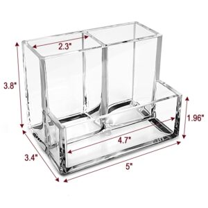 Pen Holder, Clear Acrylic Pen Holder for Desk, Makeup Brush Storage Organizer, Modern Desk Organizer for School, Home and Office.