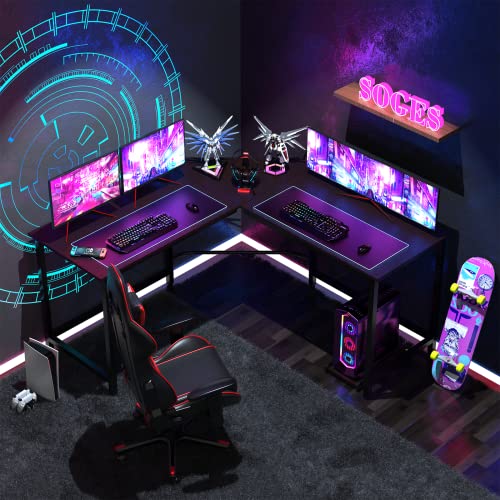 L-Shaped Desk Computer Corner Desk, L Shaped Home Office Desk, Large Gaming Desk Sturdy Writing Desk Writing Workstation, Simple Modern Gaming Desk, Black