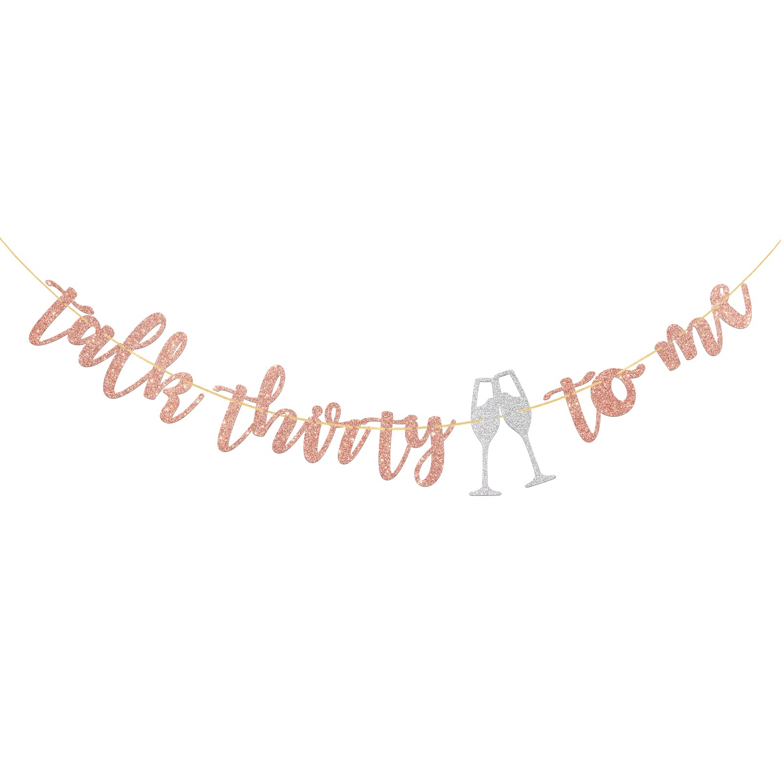 Dalaber Talk Thirty to Me Banner,Happy 30th Birthday Party Photoprops, 30th Anniversary Dirty 30 Party Decoration Supplies, Cheers to 30 Years Party Cake Decor - Rose Gold