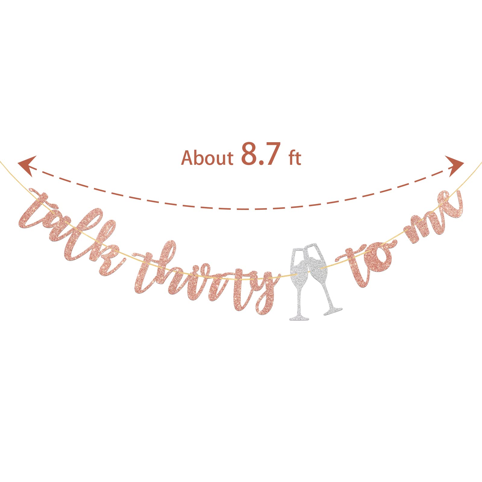 Dalaber Talk Thirty to Me Banner,Happy 30th Birthday Party Photoprops, 30th Anniversary Dirty 30 Party Decoration Supplies, Cheers to 30 Years Party Cake Decor - Rose Gold