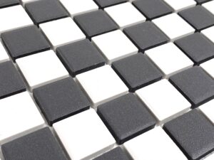 tdpw-ugbw1x1-400 black greyish charcoal & white checkered unglazed porcelain 7/8 inch square mosaic tile for bathroom floors, walls, kitchen backsplash and pool (not peel and stick) - box of 5 sheets