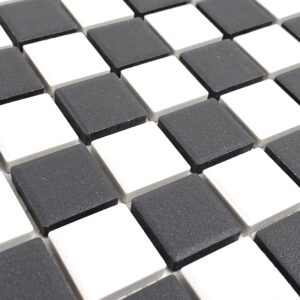 TDPW-UGBW1X1-400 Black Greyish Charcoal & White Checkered Unglazed Porcelain 7/8 Inch Square Mosaic Tile for Bathroom Floors, Walls, Kitchen Backsplash and Pool (Not Peel and Stick) - Box of 5 Sheets