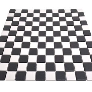 TDPW-UGBW1X1-400 Black Greyish Charcoal & White Checkered Unglazed Porcelain 7/8 Inch Square Mosaic Tile for Bathroom Floors, Walls, Kitchen Backsplash and Pool (Not Peel and Stick) - Box of 5 Sheets