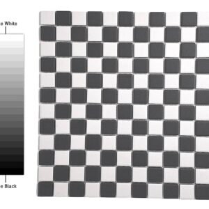 TDPW-UGBW1X1-400 Black Greyish Charcoal & White Checkered Unglazed Porcelain 7/8 Inch Square Mosaic Tile for Bathroom Floors, Walls, Kitchen Backsplash and Pool (Not Peel and Stick) - Box of 5 Sheets