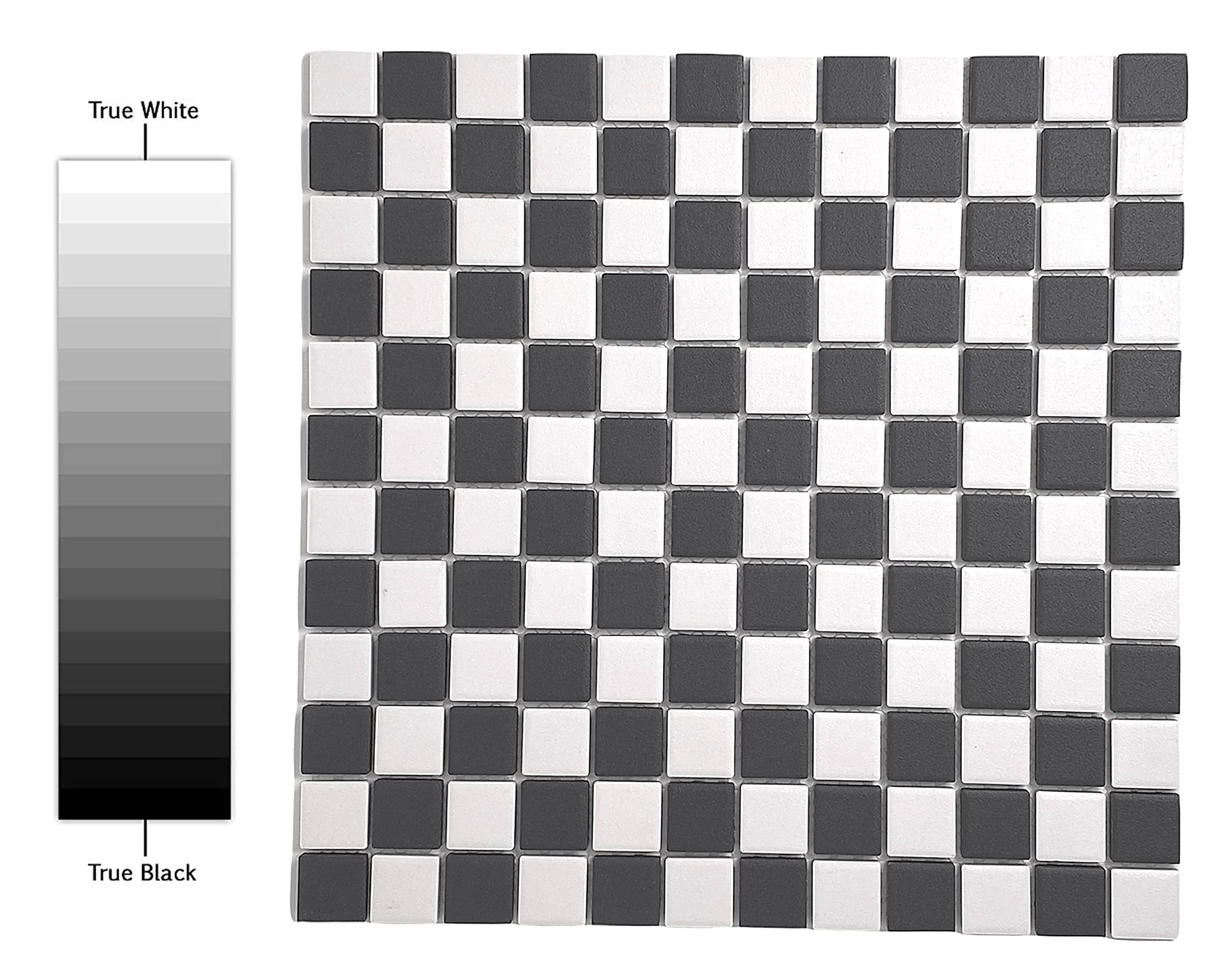 TDPW-UGBW1X1-400 Black Greyish Charcoal & White Checkered Unglazed Porcelain 7/8 Inch Square Mosaic Tile for Bathroom Floors, Walls, Kitchen Backsplash and Pool (Not Peel and Stick) - Box of 5 Sheets