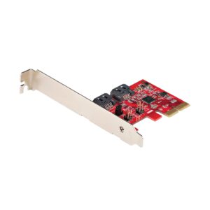 startech.com sata pcie card - 2 port pcie sata expansion card - 6gbps - full/low profile - pci express to sata adapter/controller - asm1062r sata raid - pcie to sata converter (2p6gr-pcie-sata-card)