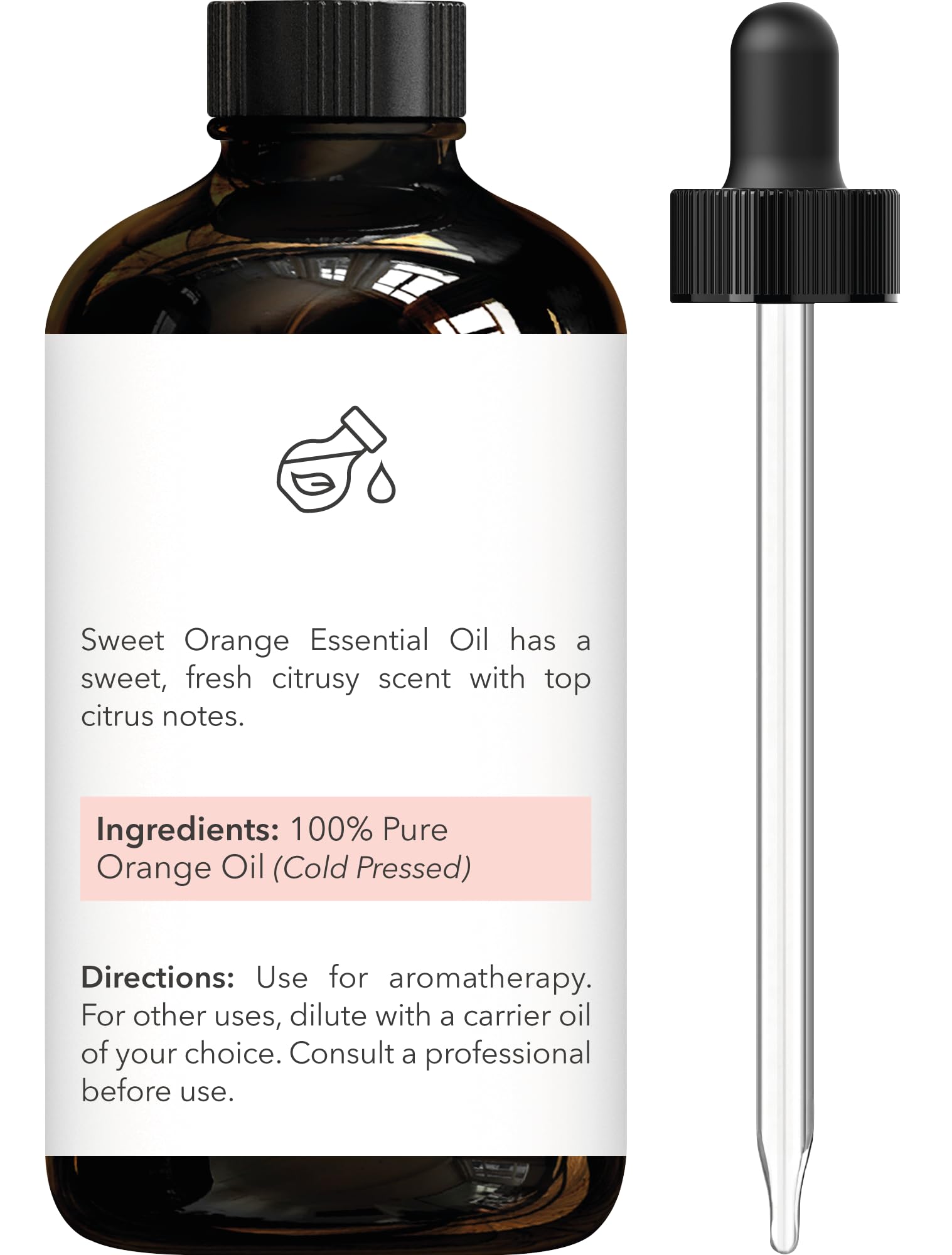 Brooklyn Botany Sweet Orange Essential Oil - Huge 4 Fl Oz - 100% Pure and Natural - Premium Grade with Dropper - for Aromatherapy and Diffuser