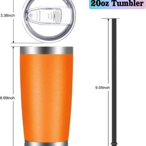 VEGOND 20oz Tumbler with Lid and Straw Stainless Steel Tumbler Cup Vacuum Insulated Double Wall Travel Coffee Mug Powder Coated Coffee Cup(Orange 1 Pack)