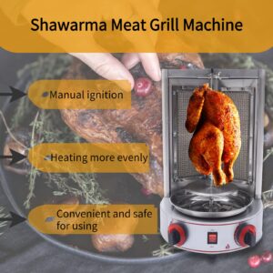 3000W Shawarma Meat Grill Machine Doner Kebab Griddle Rotisserie Vertical Broiler, Steel Roasters Barbecue, Liquefied Propane Gas Gyro Grill for Commercial and Home Kitchen