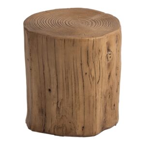 AQUILLA Rustic Stump Side Table, Brown Wood-Look End Table, Stump Accent Side Table Stool for Living Room