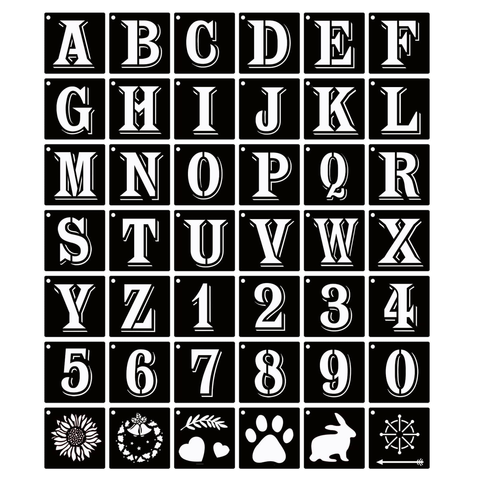 ASMPIO 3 Inch Letter Stencils Symbol Numbers Craft Stencils, 42 Pcs Reusable Plastic Alphabet Templates for Painting on Wood, Wall, Fabric, Rock, Glass, Signage, DIY Art Projects