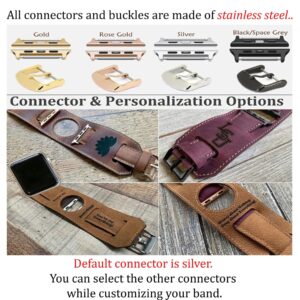 HARDISTON Cuff Watch Band Compatible with Apple 41mm for men & women, Handmade Genuine Leather, Compatible with iWatch Series 7 6 5 4 3 2 1 SE, Wrist Bracelet Arm Band, Large/Band-Brown