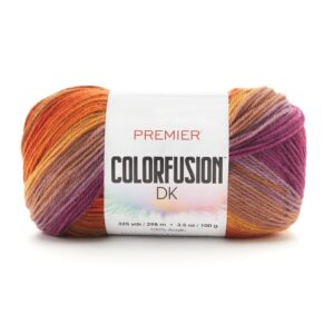 Premier Yarns Colorfusion DK Weight Yarn, Acrylic Yarn with Colorful Self-Striping Hues, Machine-Washable, Autumn Sky, 3.5 oz, 325 Yards