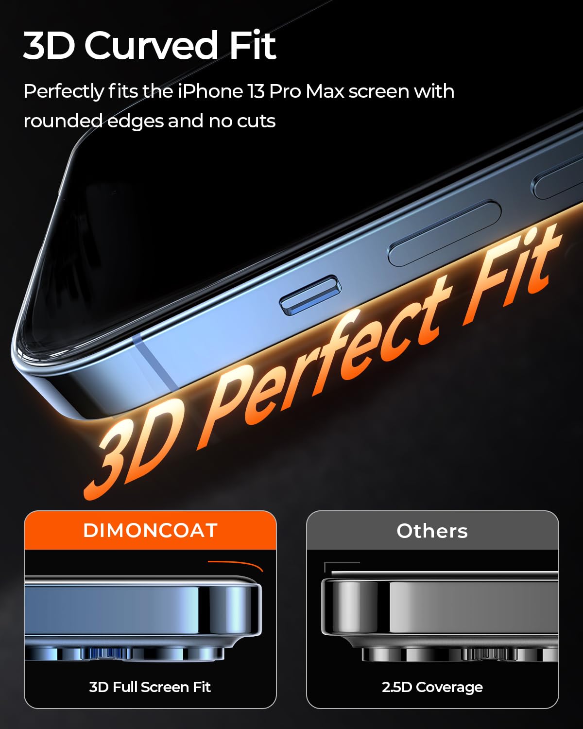 DIMONCOAT 4-PACK for iPhone 13 Pro Max/14 Plus Screen Protector [Auto Alignment Kit] Tempered Glass [10X Military Protection] Compatible 13Promax/14Plus 6.7" HD Diamonds Hard Film, Case Friendly