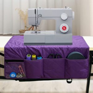 Sewing Machine Pad for Table, with 4 Pockets Sewing Machine Dust Cover，for Sewing Machine Accessories Organizer (Purple)